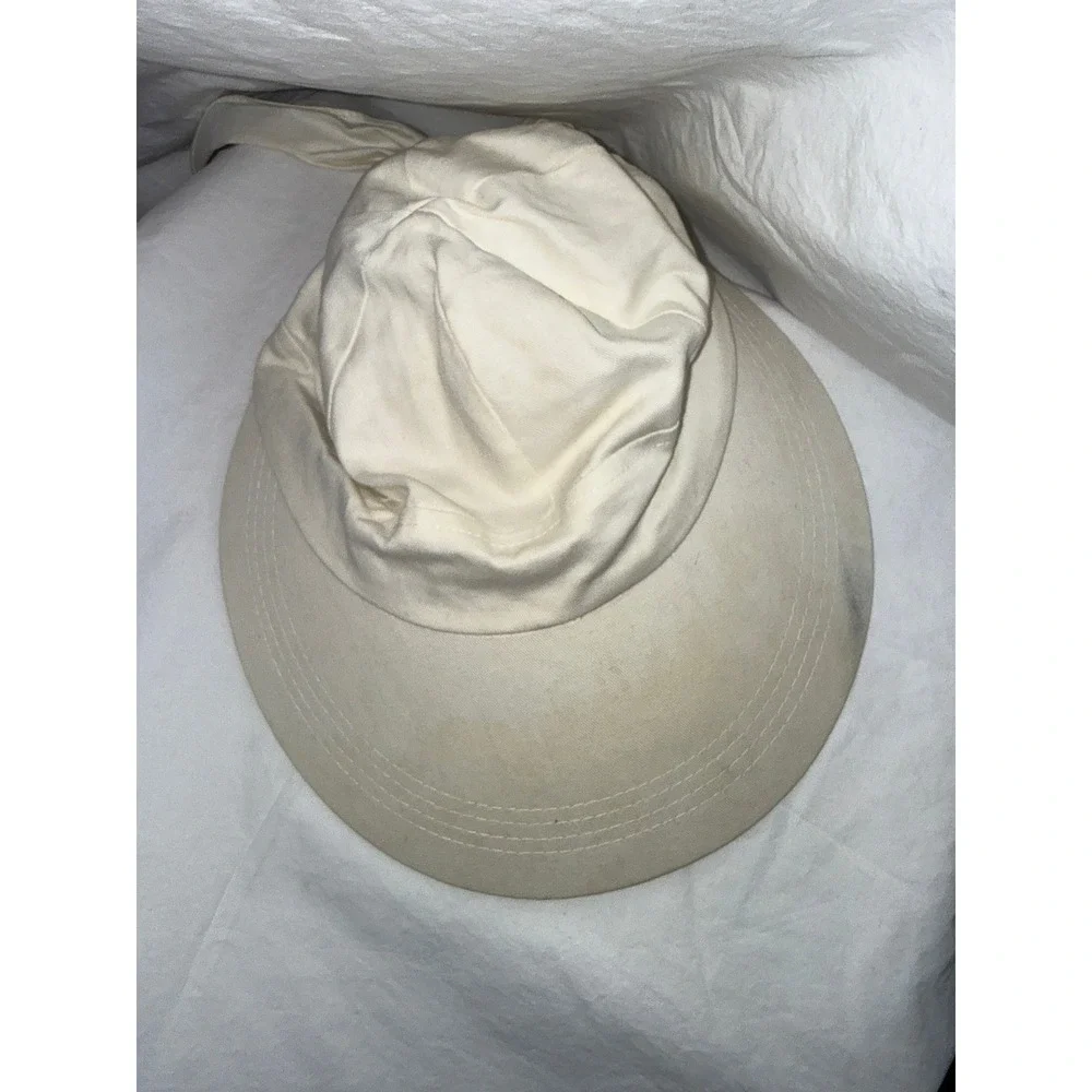 Vintage Cream Canvas Wide Brim Sun‎ Hat Adjustable Tie Back Gardening Beach Hat
